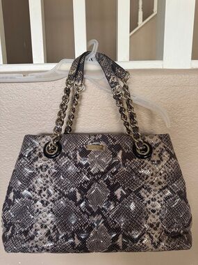 Kate Spade Snake-Print Chain-Handle Tote Bag  - Gray & Tan